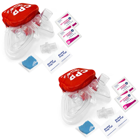 First Aid CPR Rescue Mask Kit – Adult, Child, Infant Resuscitator with Case, Gloves & More
