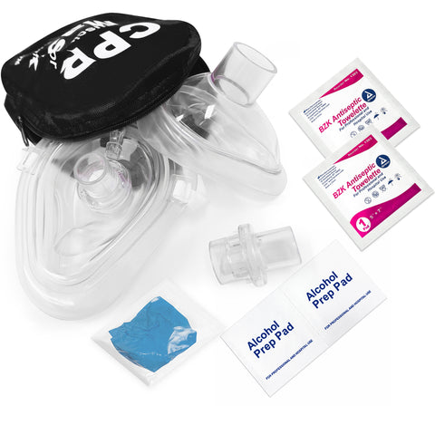 First Aid CPR Rescue Mask Kit – Adult, Child, Infant Resuscitator with Case, Gloves & More