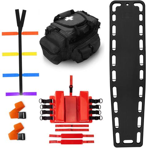 Rescue Kit – Emergency Medical Support with Spine Board, Head Immobilizer, Trauma Bag & 10-Point Strap