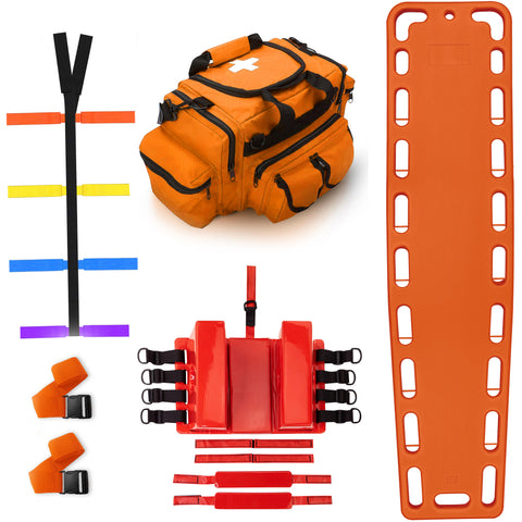 Rescue Kit – Emergency Medical Support with Spine Board, Head Immobilizer, Trauma Bag & 10-Point Strap