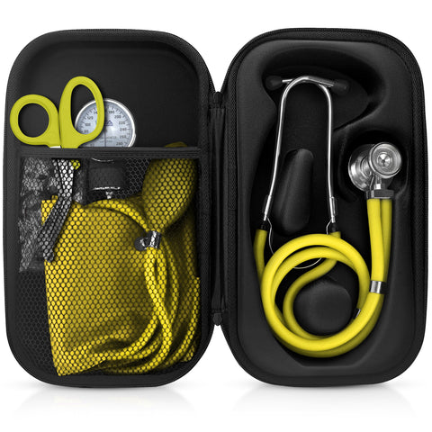 Medical Starter Kit - Stethoscope, Durable Blood Pressure Monitor, and EMT Shears and Protective Carrying Case Yellow Aneroid Sphygmomanometer / Manual Blood Pressure Monitor