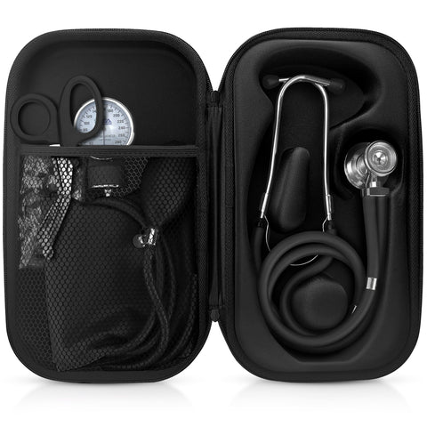 Medical Starter Kit - Stethoscope, Durable Blood Pressure Monitor, and EMT Shears and Protective Carrying Case Black Aneroid Sphygmomanometer / Manual Blood Pressure Monitor