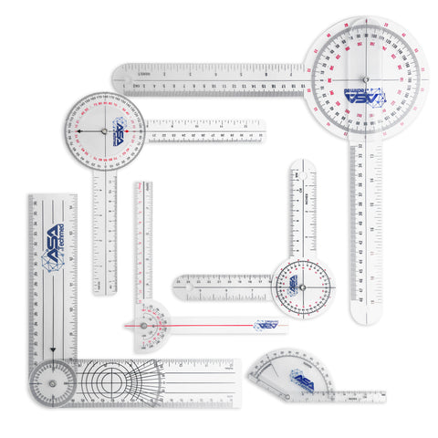 360° 12/8/6 Inch Medical Spinal Goniometer Angle Protractor Angle Rulers - 6-Piece Set Goniometers