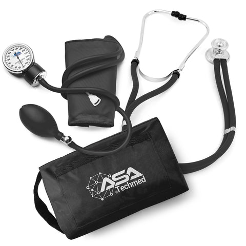 Dual Head Sprague Stethoscope and Sphygmomanometer Manual Blood Pressure Cuff Set with Case, Gift for Medical Students, Doctors, Nurses, EMT and Paramedics Black Nurse Kits