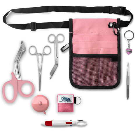 ASA Techmed Nurse Fanny Pack with Trauma Shears & Accessories – Medical Utility Belt with Nursing Supplies Including Tweezers, Bandage Scissors, CPR Face Shield, Measuring Tape