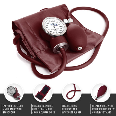 Nurse Essentials Professional Kit with Handheld Travel Case | 3 Part Kit Includes Adult Aneroid Sphygmomanometer Blood Pressure Monitor, Stethoscope, Diagnostic Otoscope Nurse Kits