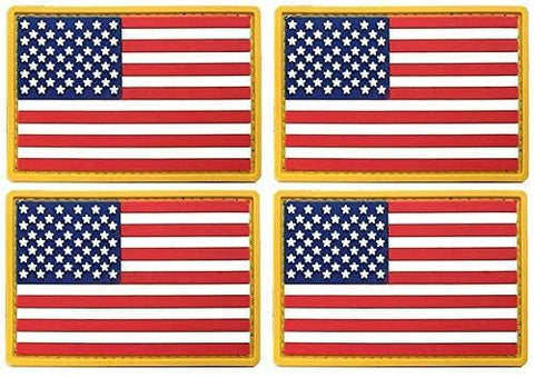 4 Pack Military Army US USA Flag Patch Emblem PVC United States of America Tactical Morale Patch for Hats Backpacks Caps Jackets + More - ASA TECHMED