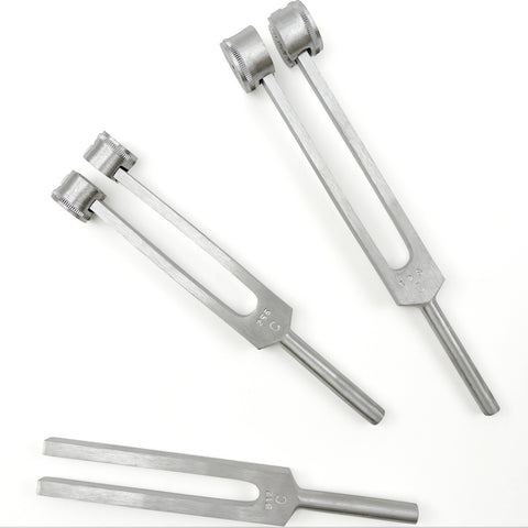Premium Medical Grade Tuning Forks with Fixed Weights in C128, C256 and C512 Sizes 3 Pcs Set Physical Therapy Kits