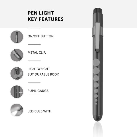Aluminum Medical Penlight with Pupil Gauge - LED Diagnostic Tool - ASA TECHMED