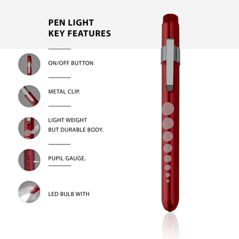 Aluminum Medical Penlight with Pupil Gauge - LED Diagnostic Tool - ASA TECHMED