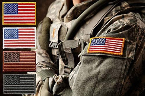 ASA Techmed 4 Pack Military Army US USA Flag Patch Green Emblem PVC United States of America Tactical Morale Patch for Hats Backpacks Caps Jackets + More - ASA TECHMED