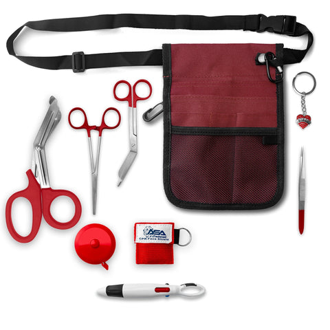 ASA Techmed Nurse Fanny Pack with Trauma Shears & Accessories – Medical Utility Belt with Nursing Supplies Including Tweezers, Bandage Scissors, CPR Face Shield, Measuring Tape - ASA TECHMED