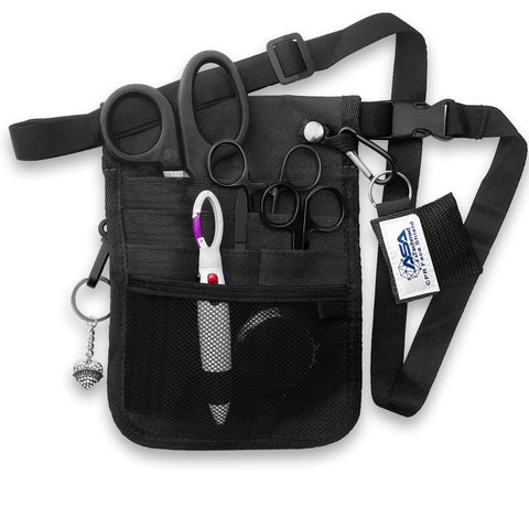 ASA Techmed Nurse Fanny Pack with Trauma Shears & Accessories – Medical Utility Belt with Nursing Supplies Including Tweezers, Bandage Scissors, CPR Face Shield, Measuring Tape - ASA TECHMED