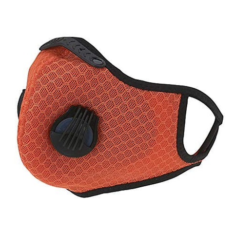 ASA Techmed Orange Sports Reusable Dual Air Breathing Valve Mask Cycling Mask Face Cover with Activated Carbon Filter - ASA TECHMED