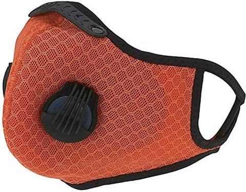 ASA Techmed Reusable Gym/Sports Face mask Dust Mask With FIlter and Dual Valve For easy breathing Adjustable for Running, Cycling and outdoor activities. (Activated Charcoal Filter) (Orange) - ASA TECHMED