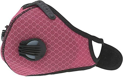 ASA Techmed Reusable Gym/Sports Face mask Dust Mask With FIlter and Dual Valve For easy breathing Adjustable for Running, Cycling and outdoor activities. (Activated Charcoal Filter) (Hot Pink) - ASA TECHMED