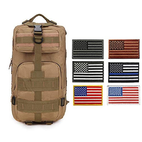 ASA Techmed Tactical Backpack with Waterproof Pouch + 6 Embroidered U.S. Flag Patches for Outdoors, Travel - ASA TECHMED