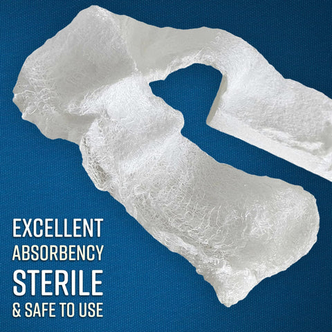 Compressed Gauze - Sterile, 100% Cotton - 4.5" x 4.1 Yards Gauze, Z Fold Gauze for EMS, Hospitals, First Aid - Lightweight & Durable Medical Packing Gauze - ASA TECHMED