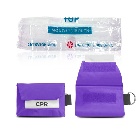 CPR Face Mask Keychain Kit with Gloves – One - Way Valve Mask, Nitrile Gloves, Alcohol Pad in Compact Pouch - ASA TECHMED