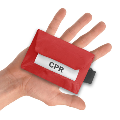 CPR Face Mask Keychain Kit with Gloves – One - Way Valve Mask, Nitrile Gloves, Alcohol Pad in Compact Pouch - ASA TECHMED