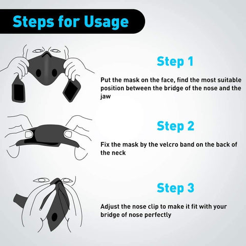 Cycling Dust Mask Sports Face Cover Mask with 6 Filters - Black - ASA TECHMED