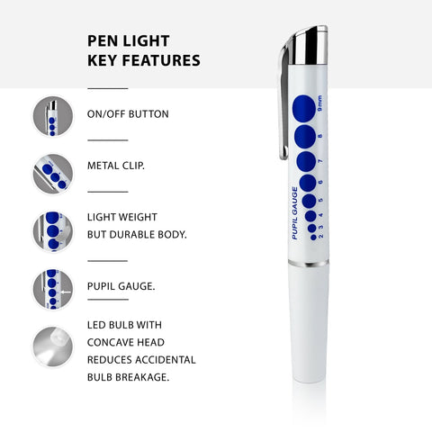 Disposable & Reusable Penlights with Pupil Gauge – Warm Light Pack of 6 - ASA TECHMED