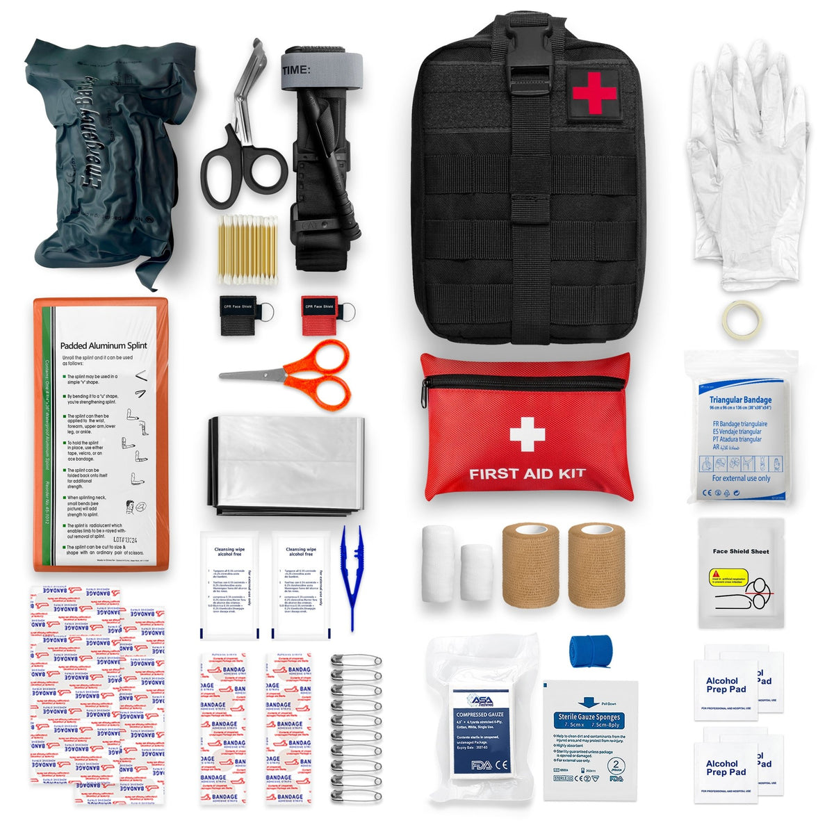 87-Piece Survival Trauma Kit - Tourniquet & Splint