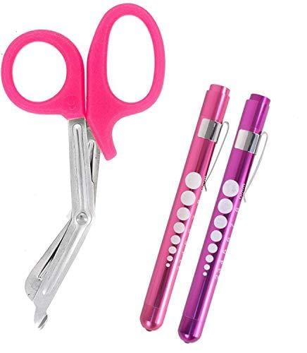 EMT Trauma Shears & LED Pupil Gauge Pen Light Combo (Batteries Included) Assorted Colors - ASA TECHMED