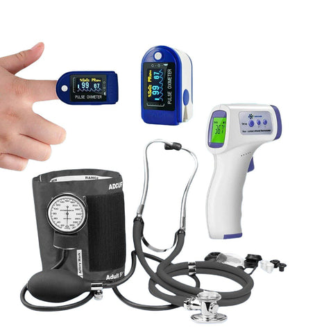 First Responder Lite Triage Kit with Thermometer, Stethoscope, BP Cuff, and Oximeter - ASA TECHMED