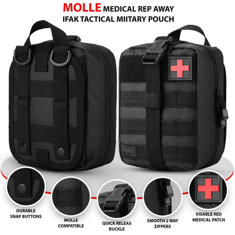 IFAK Tactical Pouch with 7.25” Shears – Rip - Away EMT Medical Bag for First Responders, Law Enforcement & Survival - ASA TECHMED