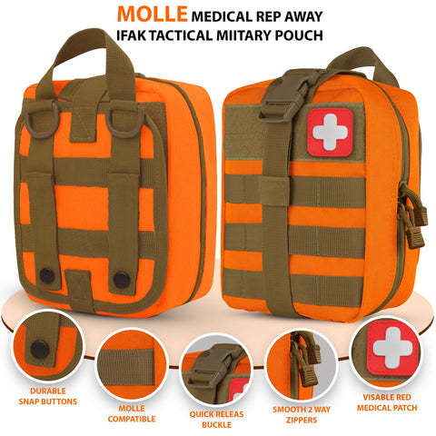IFAK Tactical Pouch with 7.25” Shears – Rip - Away EMT Medical Bag for First Responders, Law Enforcement & Survival - ASA TECHMED