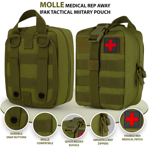 IFAK Tactical Pouch with 7.25” Shears – Rip - Away EMT Medical Bag for First Responders, Law Enforcement & Survival - ASA TECHMED