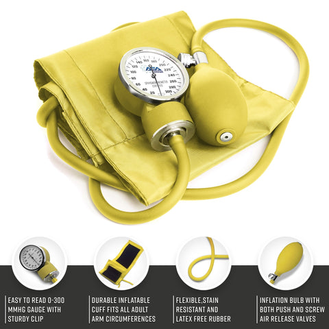 Manual Blood Pressure Monitor - Aneroid Sphygmomanometer Blood Pressure Cuff arm for Nurses Universal - ASA TECHMED