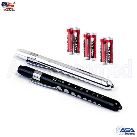 Nurse LED Medical Penlight with Pupil Gauge for Nursing Students Doctors (2 - Pack) - ASA TECHMED