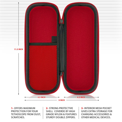 Protective Stethoscope Carrying Case with Double Mesh Storage - ASA TECHMED