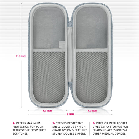 Protective Stethoscope Carrying Case with Double Mesh Storage - ASA TECHMED