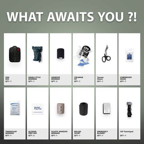 Survival First Aid Kit / IFAK Trauma Kit with Tourniquet & CPR Mask - ASA TECHMED