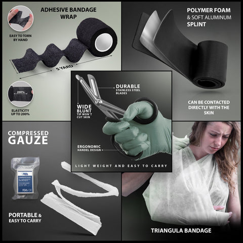 Survival First Aid Kit / IFAK Trauma Kit with Tourniquet & CPR Mask - ASA TECHMED