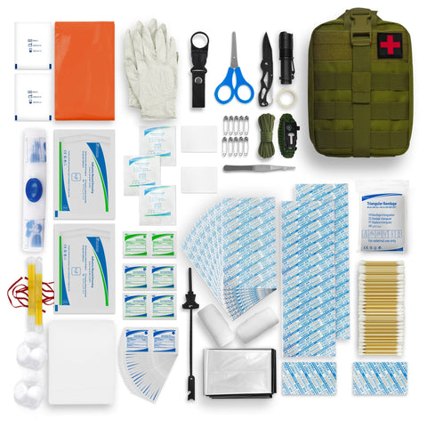 Survival Tactical First Aid Kit / 268pc IFAK Trauma Med Kit with CPR Mask - ASA TECHMED