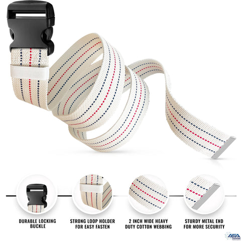 Walking Gait Belt with Plastic Quick Release Buckle Patient Transfer Belt 60" - Assorted Colors - ASA TECHMED