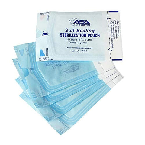 800 Count Self Sealing Autoclave Pouch - 3 Boxes - Paper Blue Film for Cleaning Tools, Tattoo Shops, Dental Offices Choose Your Size by AsaTechmed 3.5 x 5.25 Inch PPE Essentials