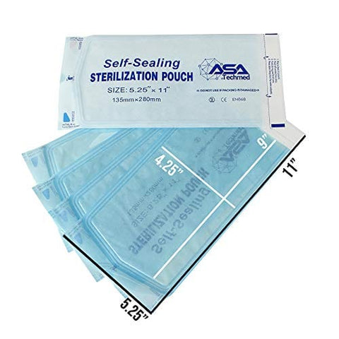 800 Count Self Sealing Autoclave Pouch - 3 Boxes - Paper Blue Film for Cleaning Tools, Tattoo Shops, Dental Offices Choose Your Size by AsaTechmed PPE Essentials