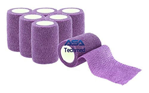 6 - Pack, 3” x 5 Yards, Self-Adherent Cohesive Tape, Strong Sports Tape for Wrist, Ankle Sprains & Swelling, Self-Adhesive Bandage Rolls Magenta Cohesive / Self Adhesive Bandages