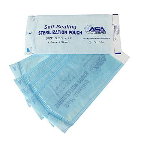 800 Count Self Sealing Autoclave Pouch - 3 Boxes - Paper Blue Film for Cleaning Tools, Tattoo Shops, Dental Offices Choose Your Size by AsaTechmed 5.25" x 11" PPE Essentials