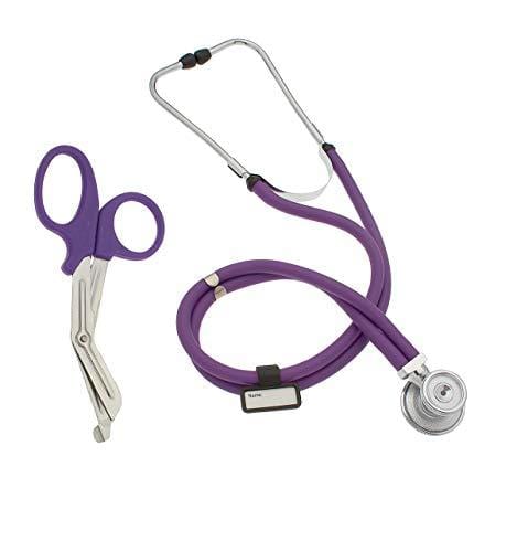 Dual-Head Sprague Stethoscope + Matching Trauma Shears in Assorted Colors Purple Stethoscopes