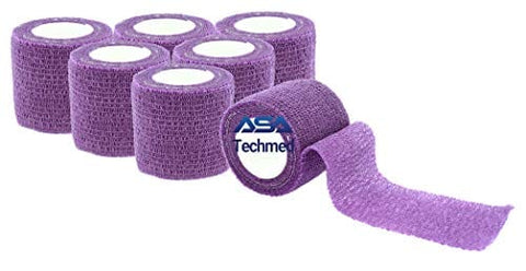 6 - Pack, 2” x 5 Yards, Self-Adherent Cohesive Tape, Strong Sports Tape for Wrist, Ankle Sprains & Swelling, Self-Adhesive Bandage Rolls Magenta Cohesive / Self Adhesive Bandages