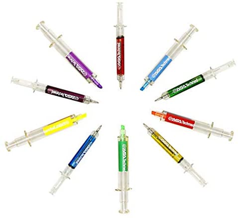 Nurse Pen & Highligher Set - 5 Syringe Pens & 5 Syringe Highlighters in Assorted Colors Nurse Products