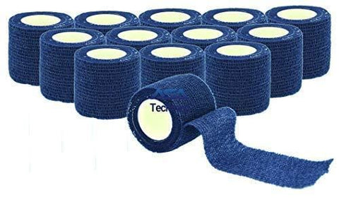 Self-Adherent Cohesive Tape Rolls in Assorted Sizes and Colors Blue 2-Inch 12-Pack Cohesive / Self Adhesive Bandages