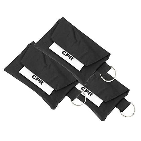 3 Pack CPR Face Mask Key Chain Kit with Gloves | One Way Valve Face Shield Mask, First Aid Kit by AsaTechmed || for Travel, Home, Office, Boat, Car, EMS, Firefighters, Nurses, First Responders Black CPR Masks