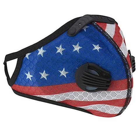 ASA Techmed Patriotic Reusable Dual Air Breathing Valve Face Mask Cover with Activated Carbon Filter Face Masks